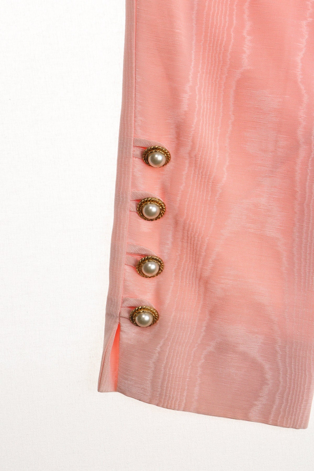 Vintage women 90's casual pants pink y2k high waist side zipper closure golden button