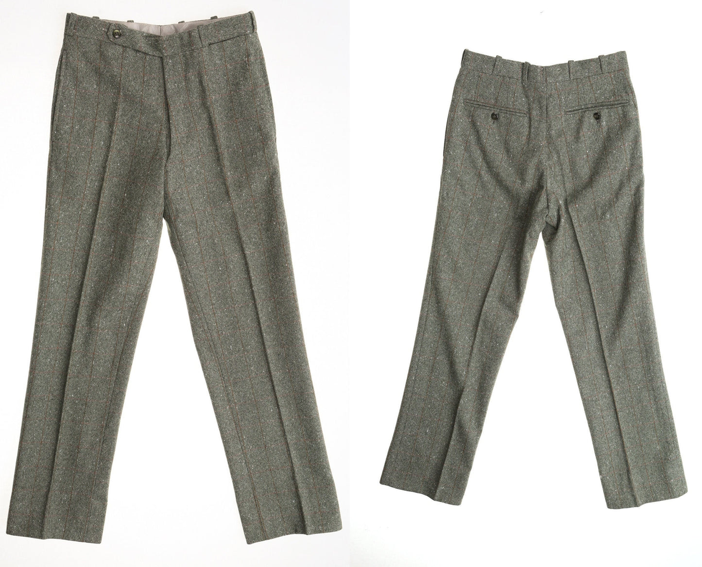 Vintage men pants casual trousers gangster striped green no pockets 40's