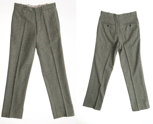 Vintage men pants casual trousers gangster striped green no pockets 40's