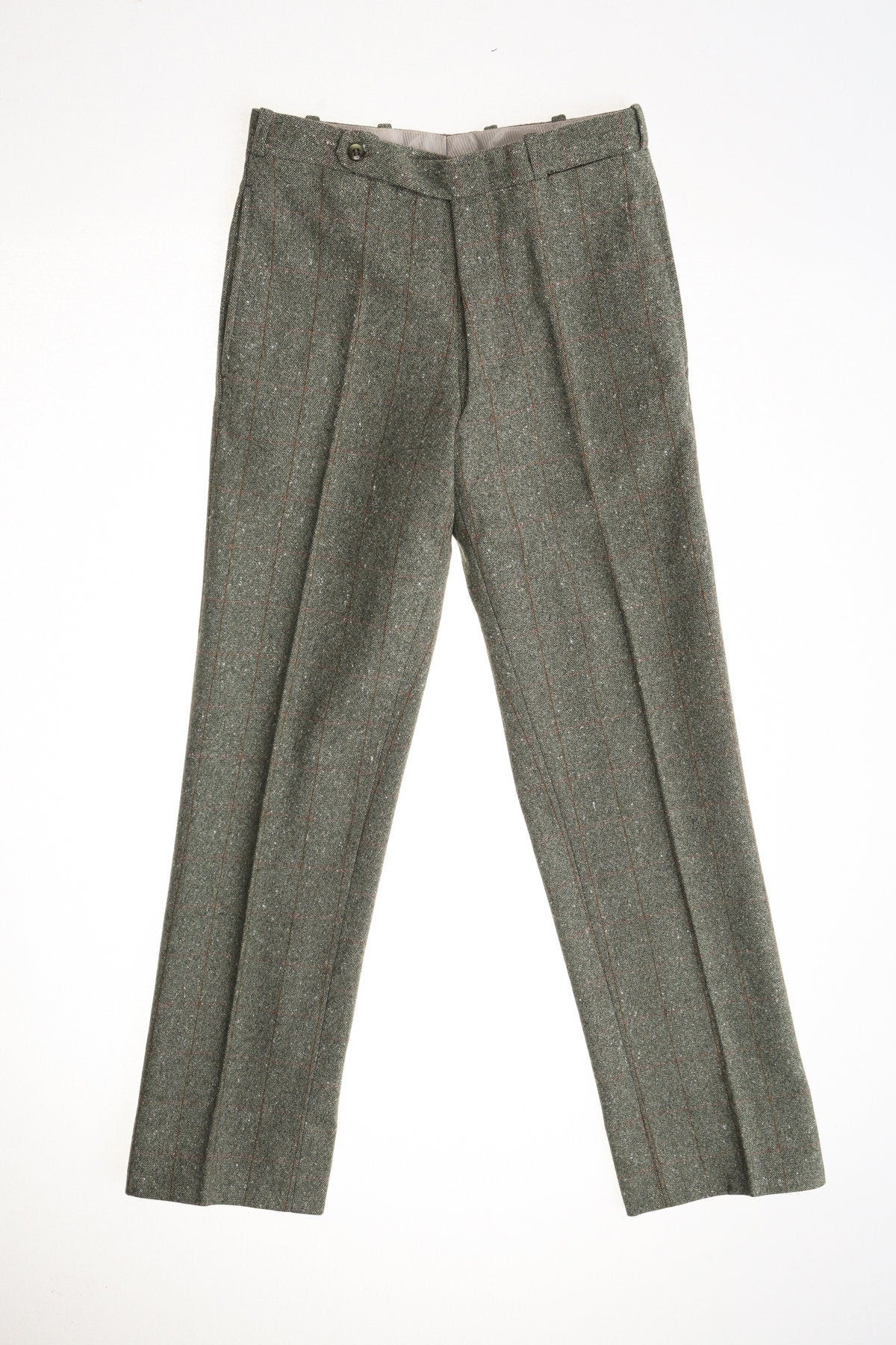 Vintage men pants casual trousers gangster striped green no pockets 40's
