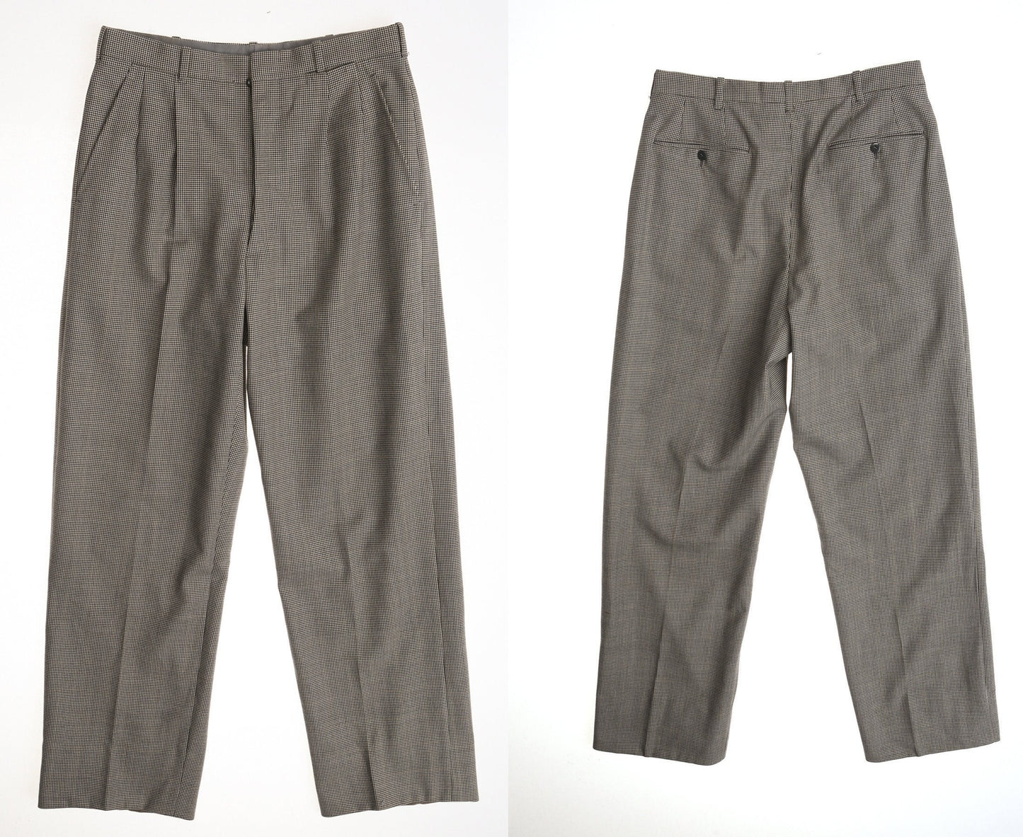 Vintage 90's plaid trausers men casual pants white black pleated high waist