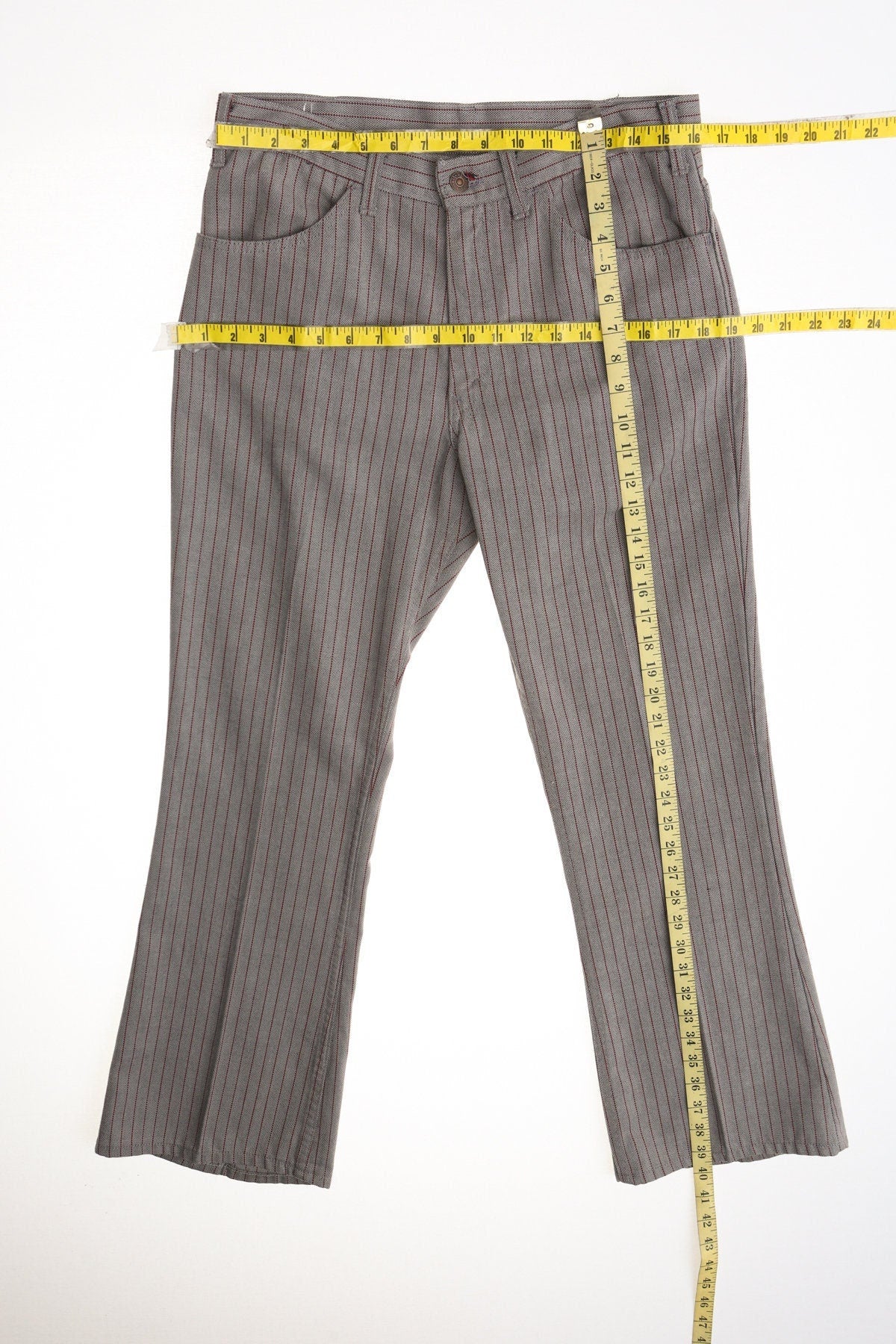 Vintage striped levi's pants men hippie bell bottom gray boho rare polyester