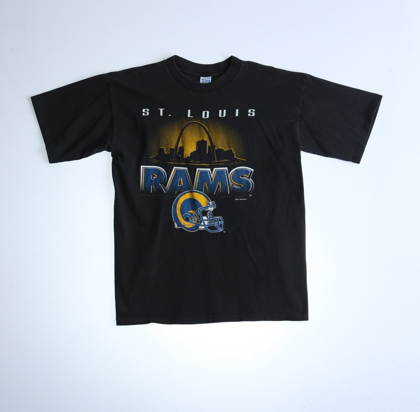 Saint luis rams nfl football vintage t-shirt black salem label made in usa 1995