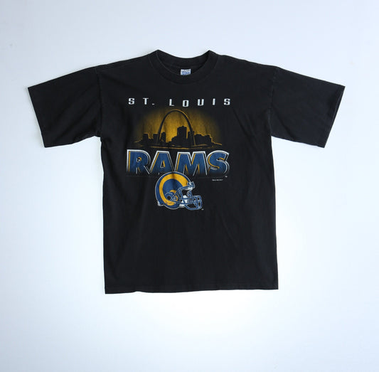 Saint luis rams nfl football vintage t-shirt black salem label made in usa 1995