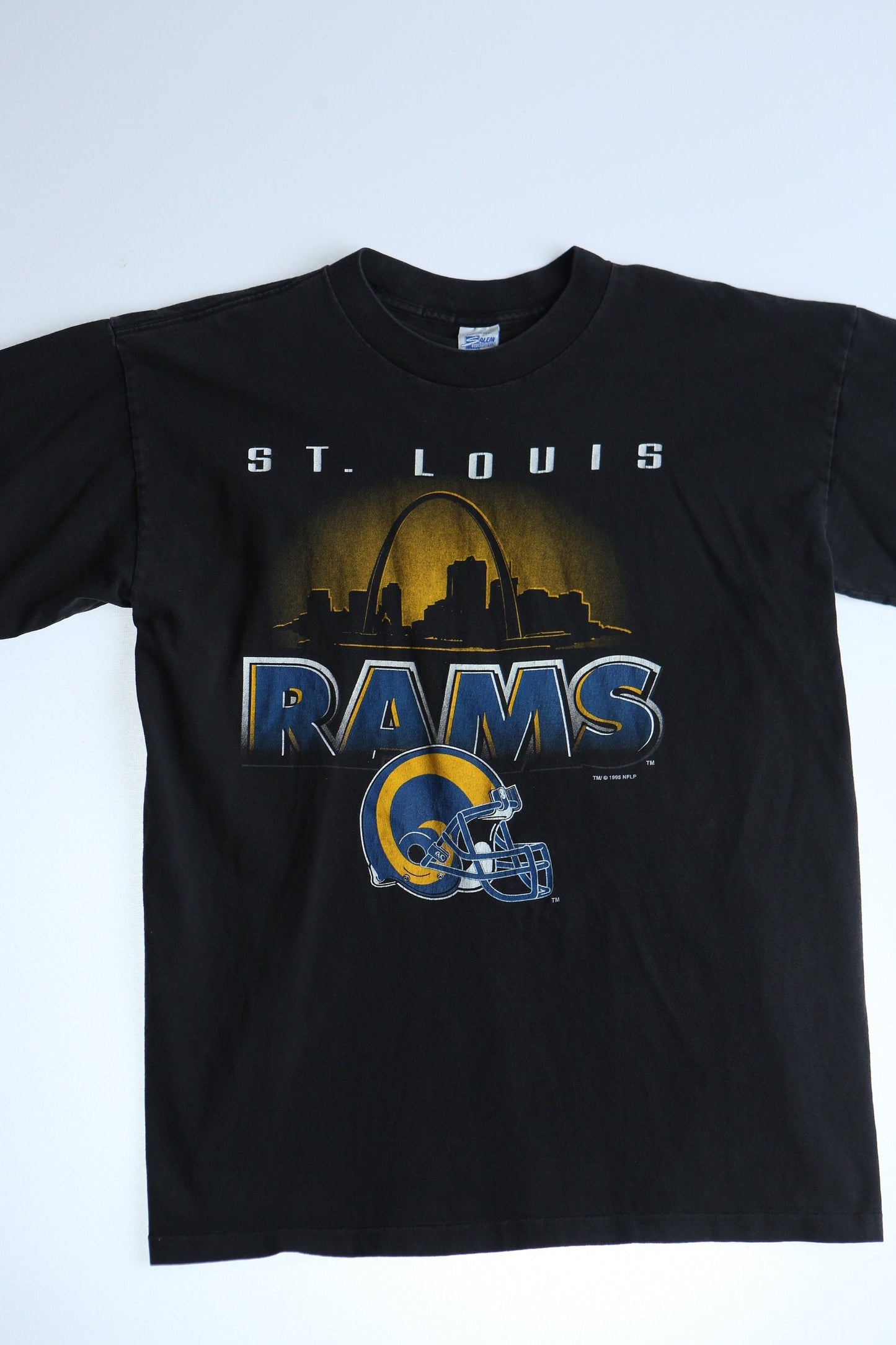 Saint luis rams nfl football vintage t-shirt black salem label made in usa 1995