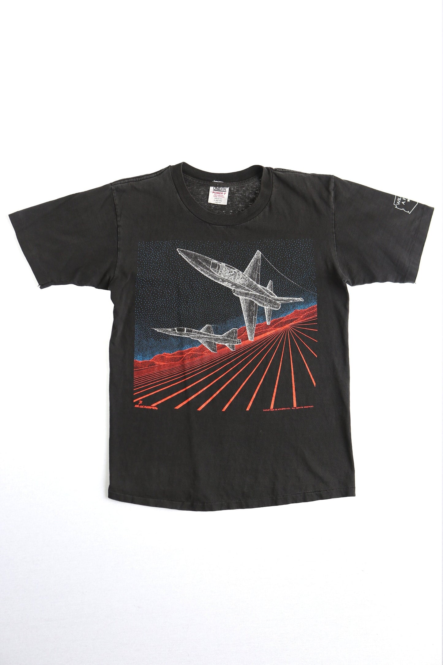 1986 blackbird military ariplane graphic t-shirt t-38 talon supersonic trainer