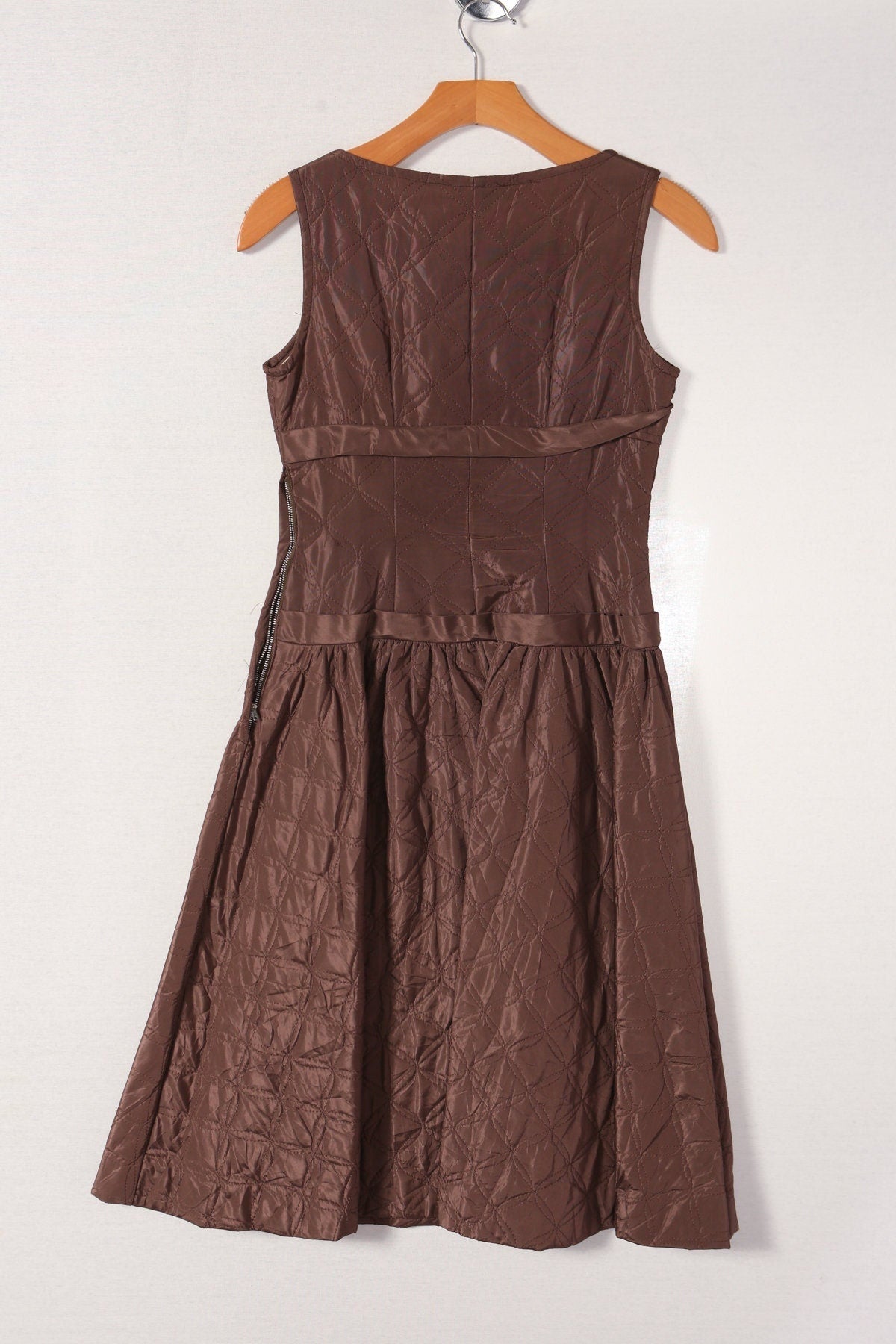 Vintage 40's 50's ball gown casual dress brown cinema made in california women elegant