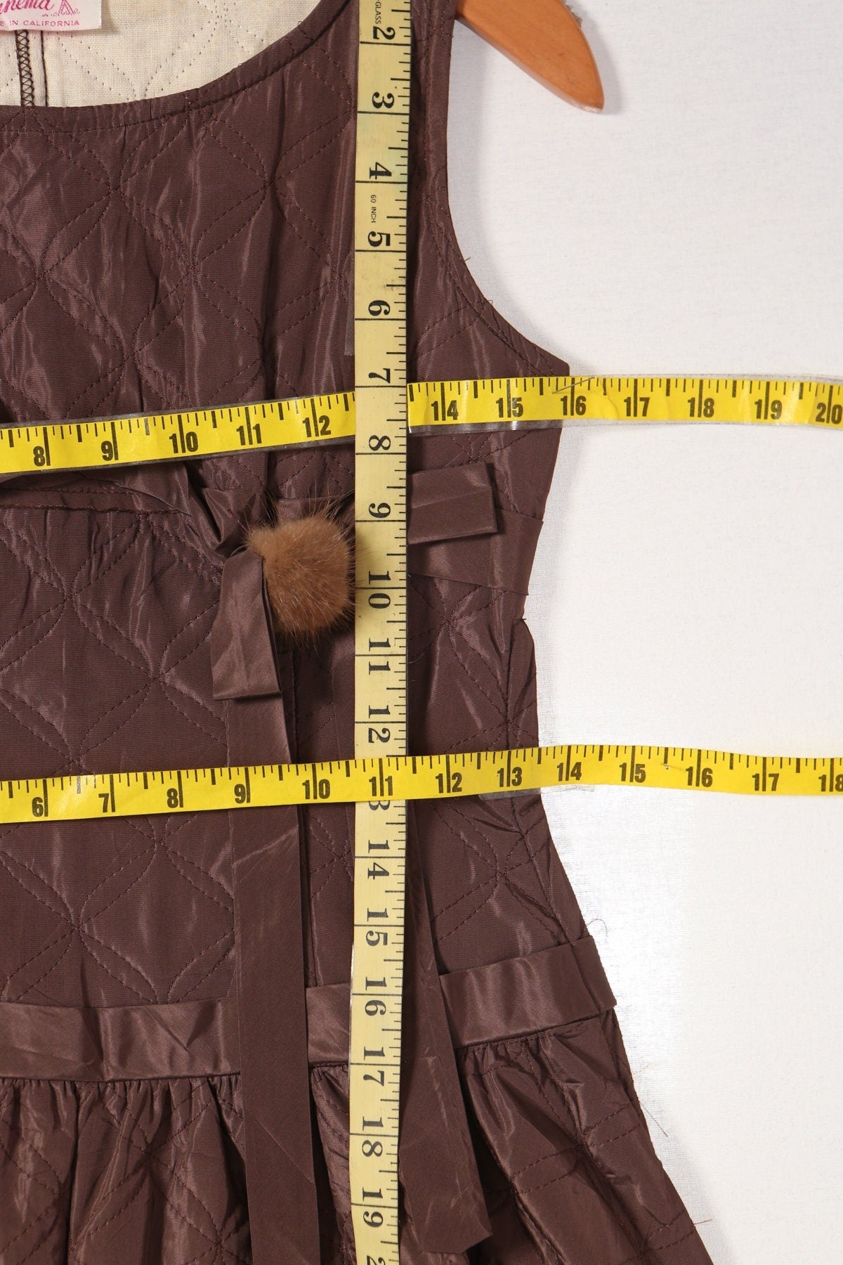 Vintage 40's 50's ball gown casual dress brown cinema made in california women elegant