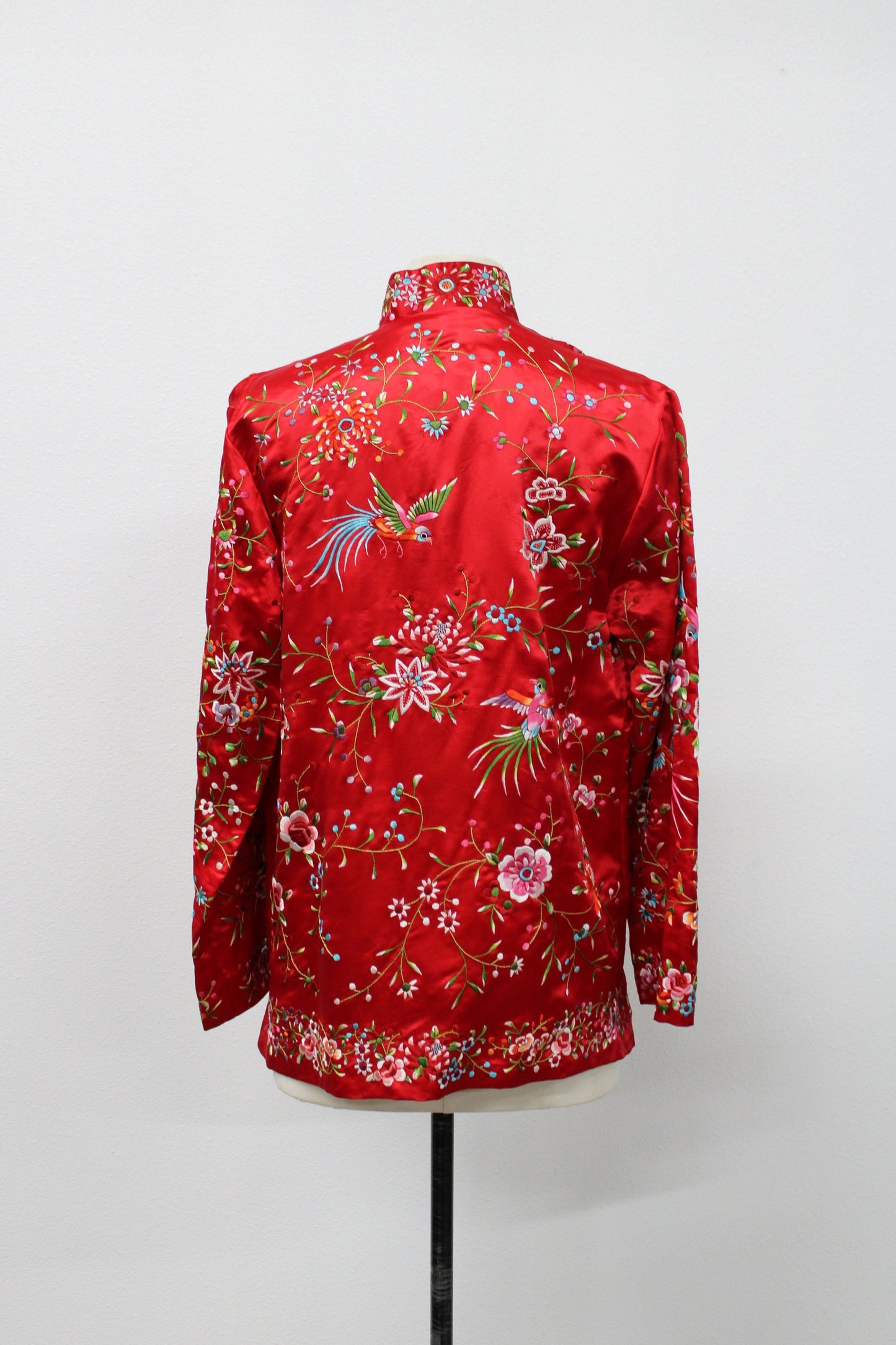 Embroidered birds and flowers red chinese vintage jacket cheongsam women china casual plum blossom