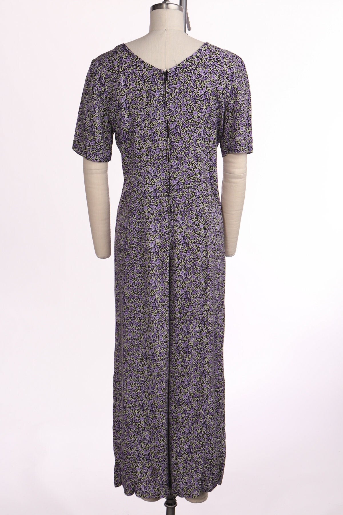 Vintage 90's rayon jumpsuit floral print summer casual women black