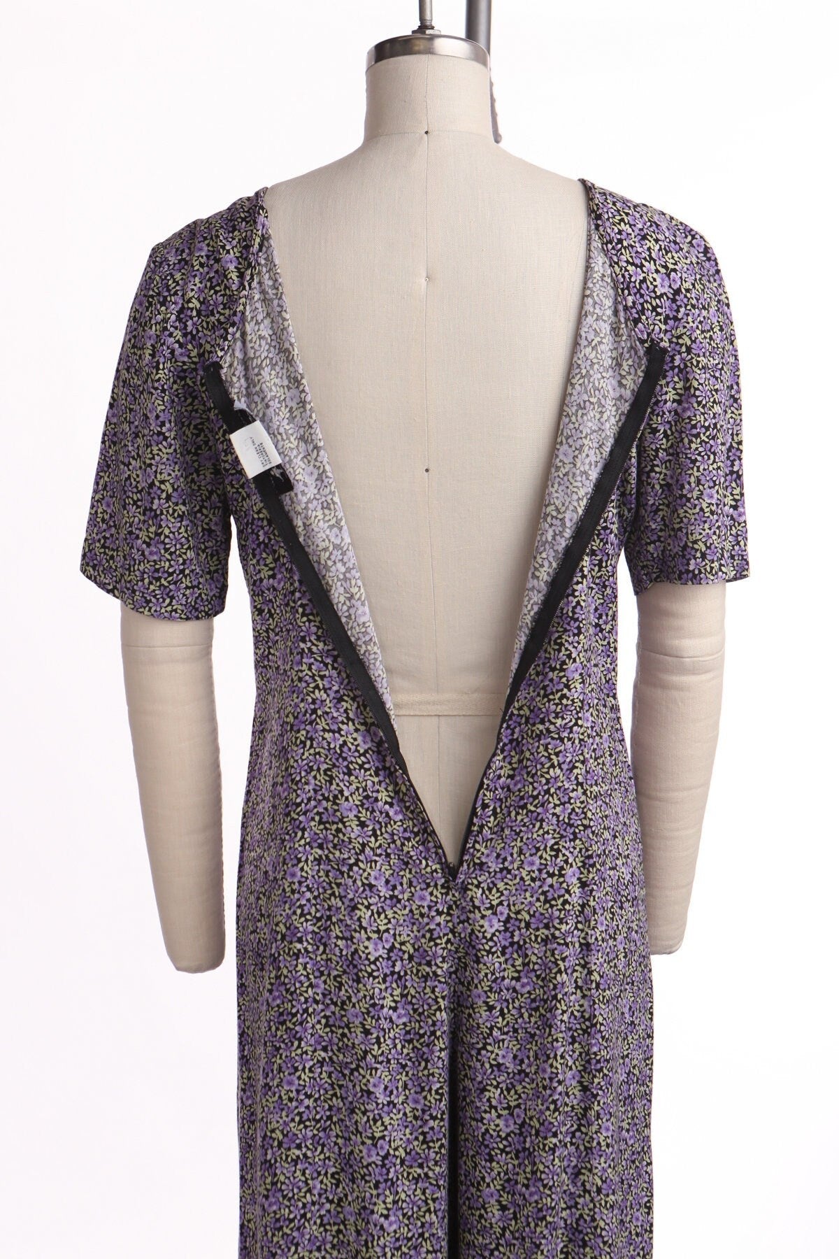 Vintage 90's rayon jumpsuit floral print summer casual women black