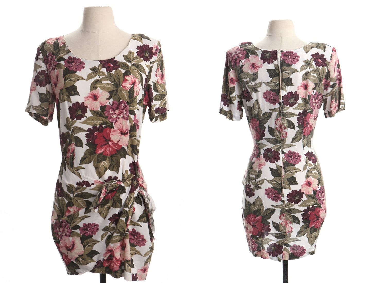 Vintage 90's white floral short maxi dress elisse label summer flower