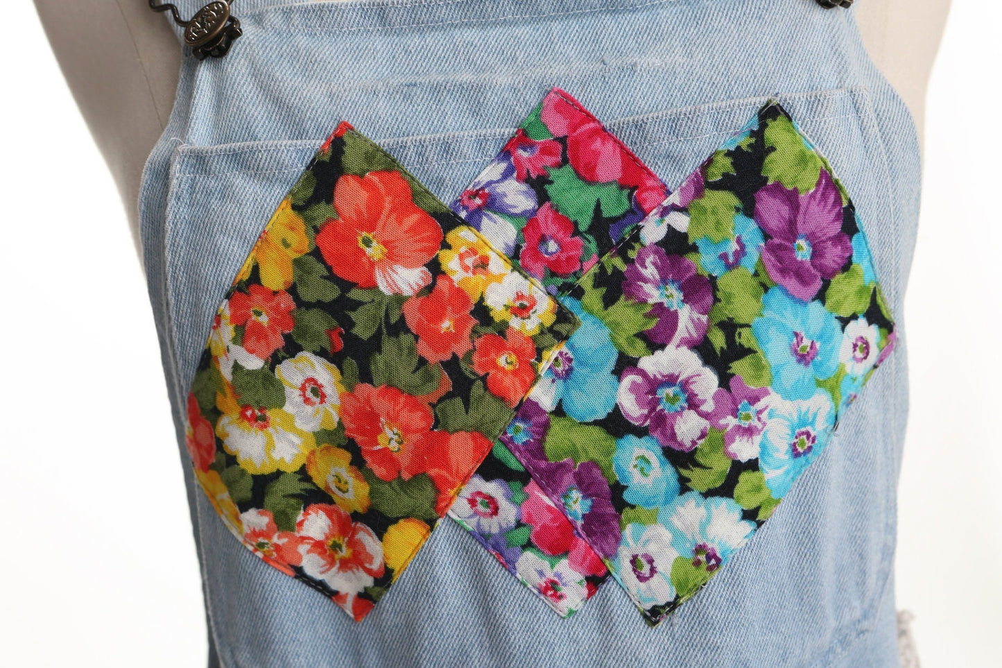 Vintage floral print overall top summer long dress costume made 90's