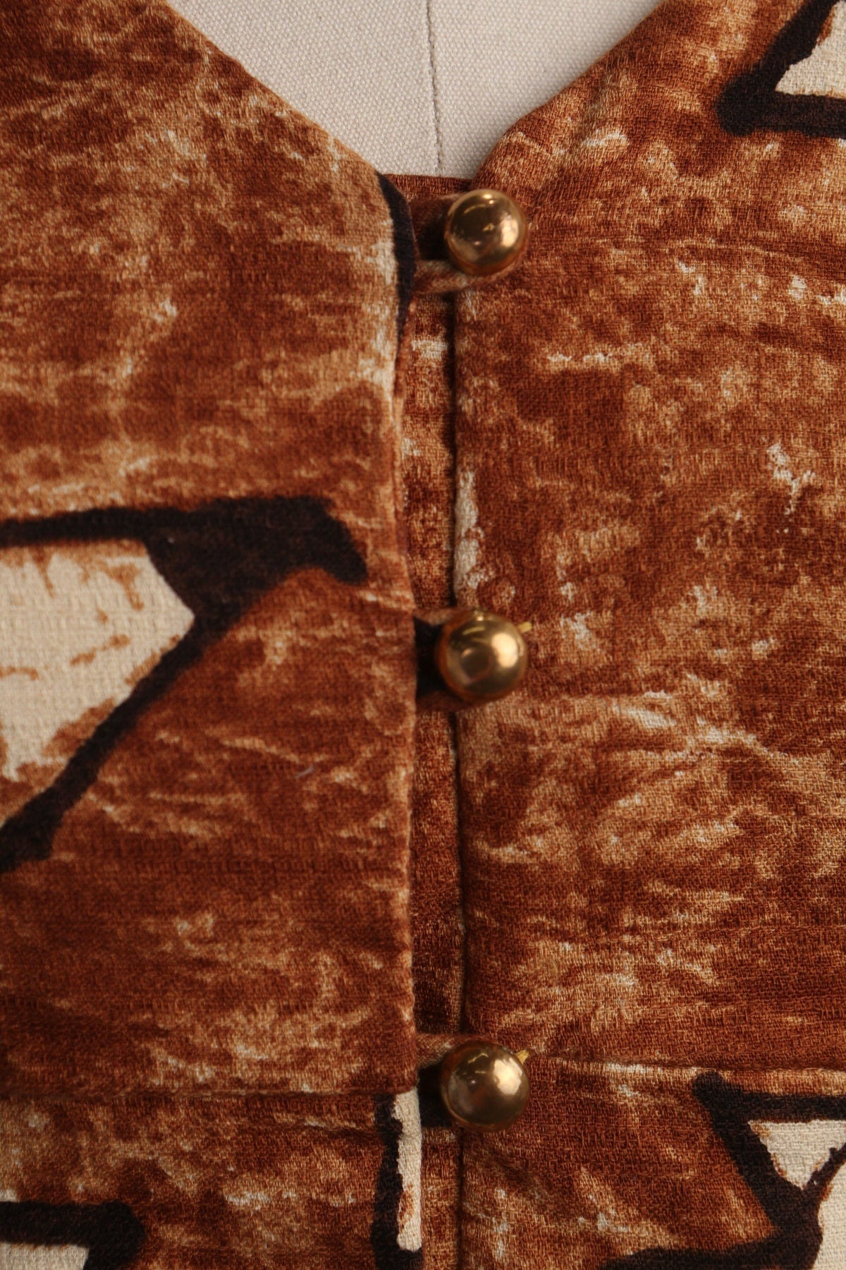 Vintage 60's 70's hawaiian dress kaftan hawaii women brown long sleeve v neck