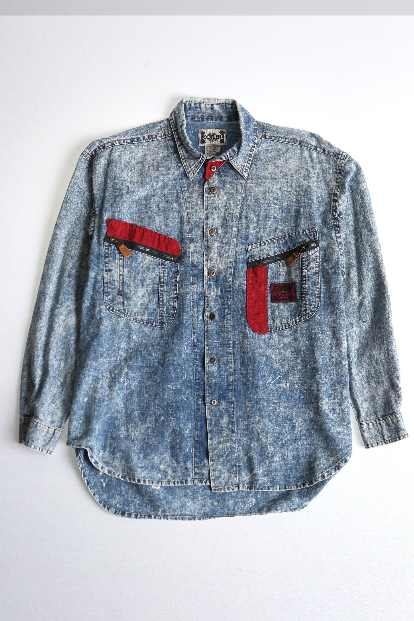 Vintage men denim shirt button up 90's cotler