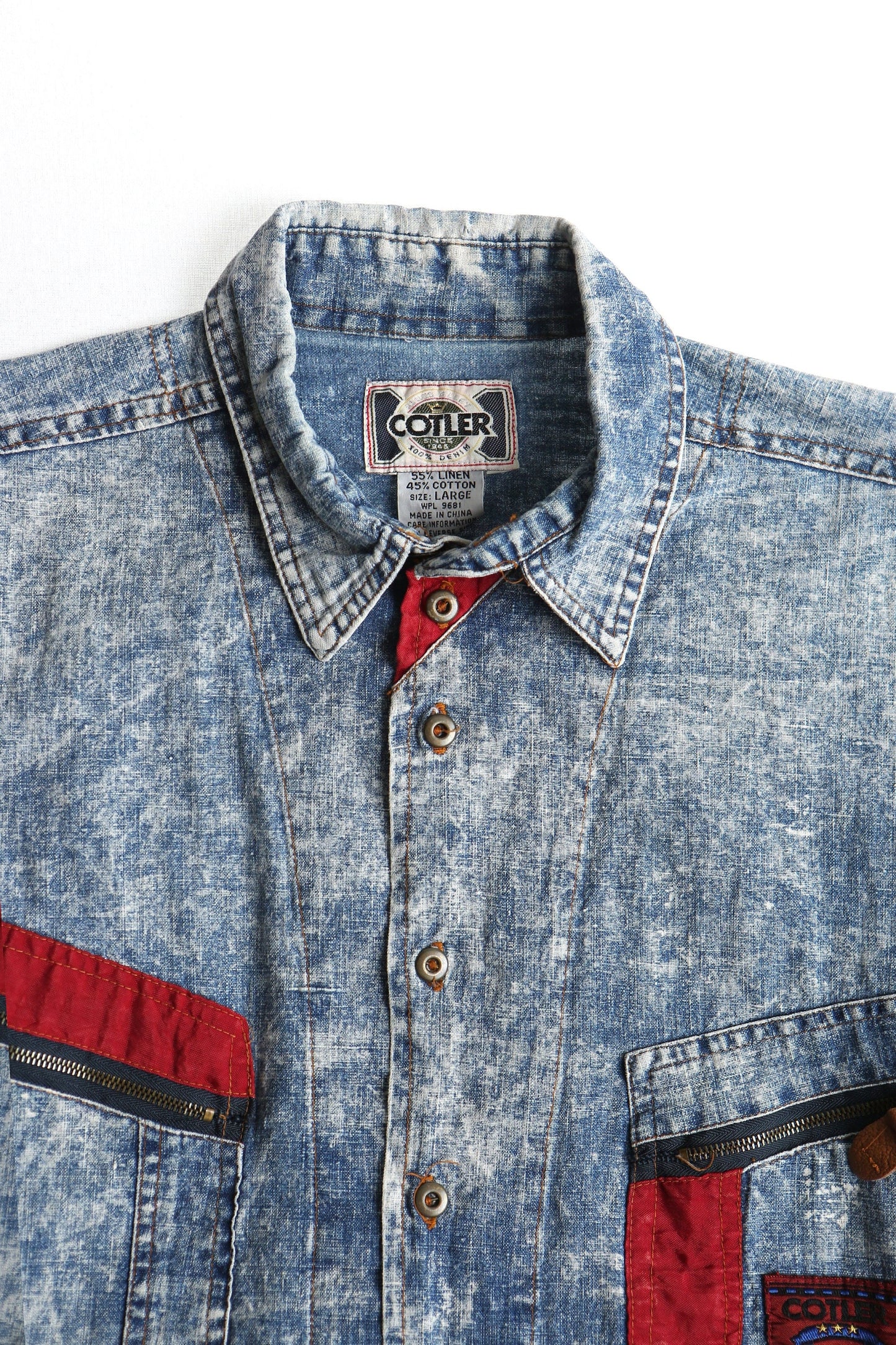 Vintage men denim shirt button up 90's cotler