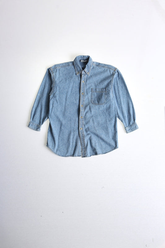 Men denim shirt vintage walt disney store mickey mouse button up embroidered pluto goofy donald duck