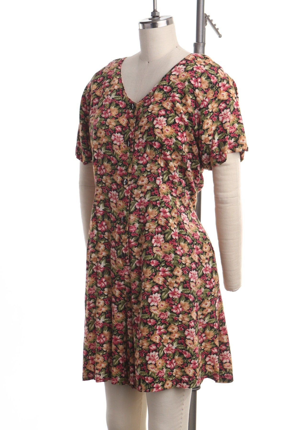 Vintage 90's floral print romper dress summer casual pink flower