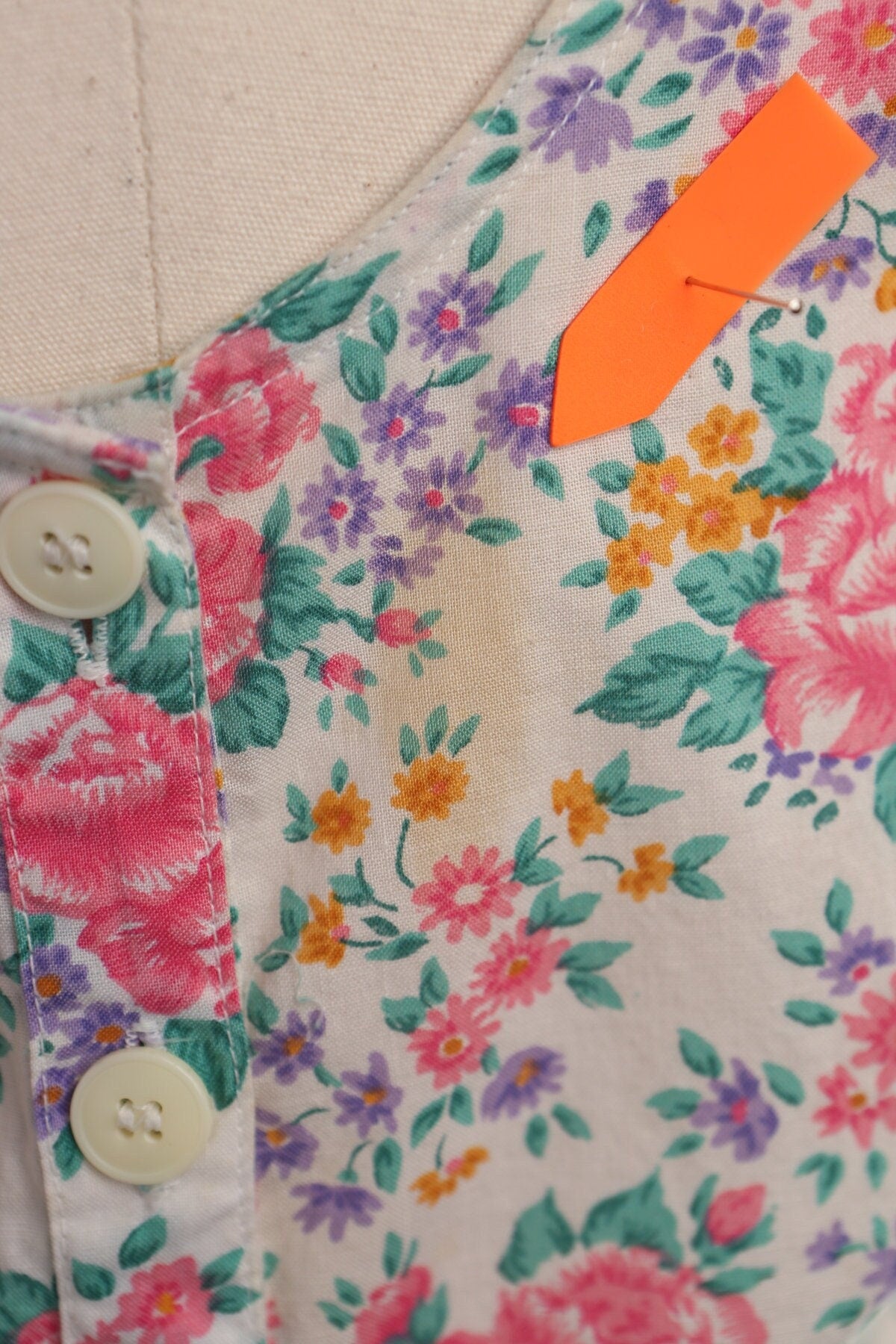 Vintage floral print cotton summer dress white 80's women maxi spring