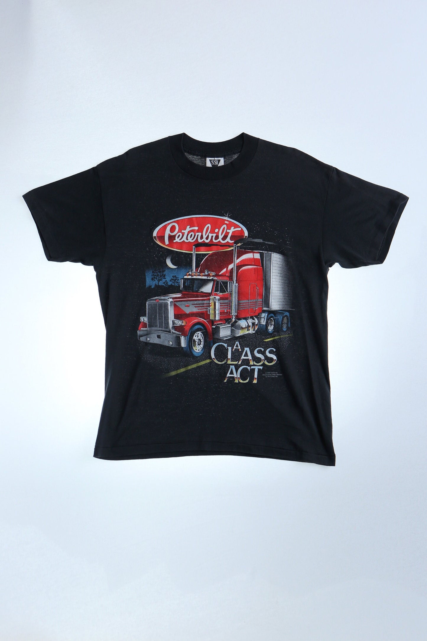 Peterbilt truck graphic t-shirt black trucker 80's 70's usa
