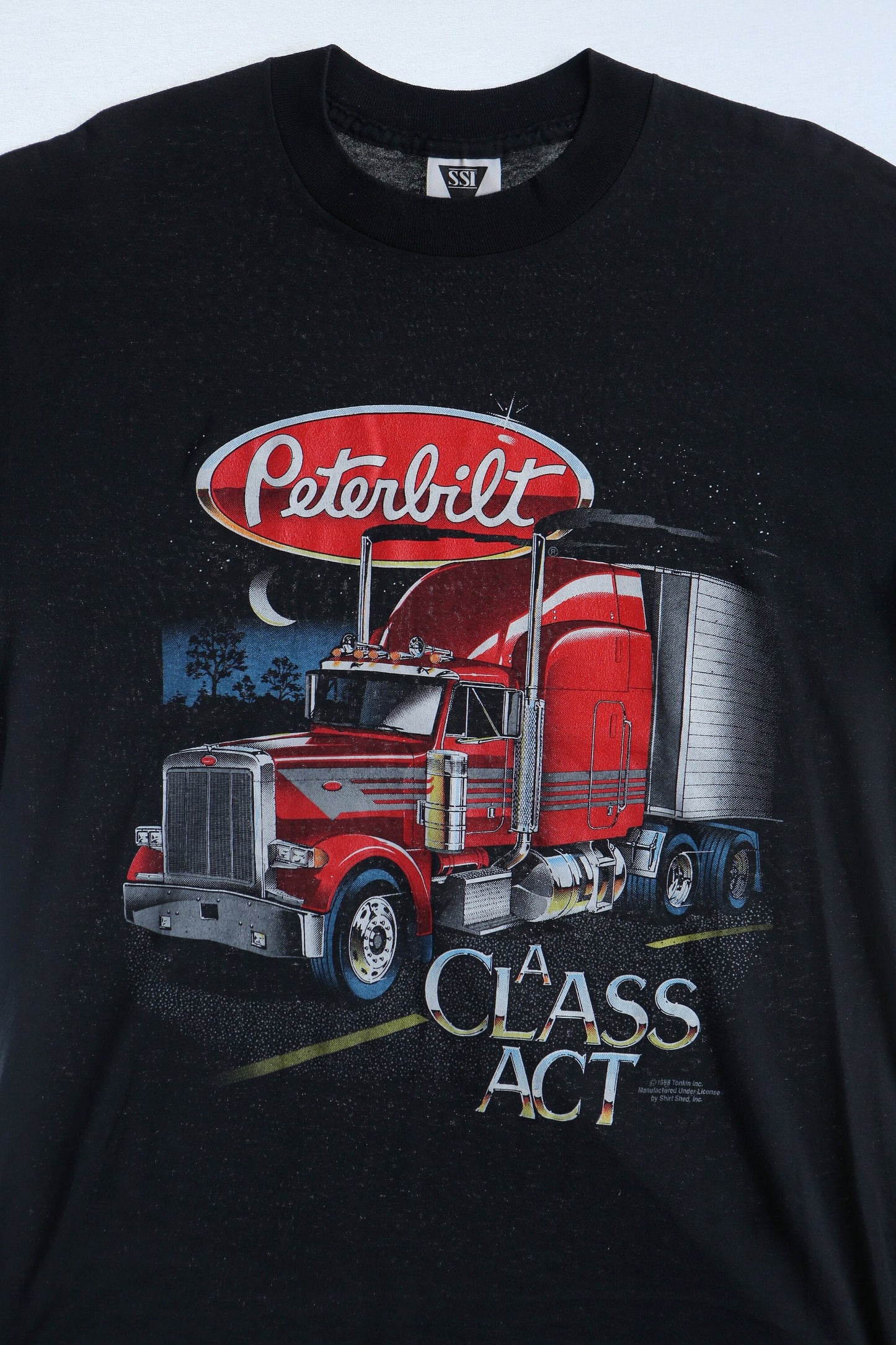 Peterbilt truck graphic t-shirt black trucker 80's 70's usa