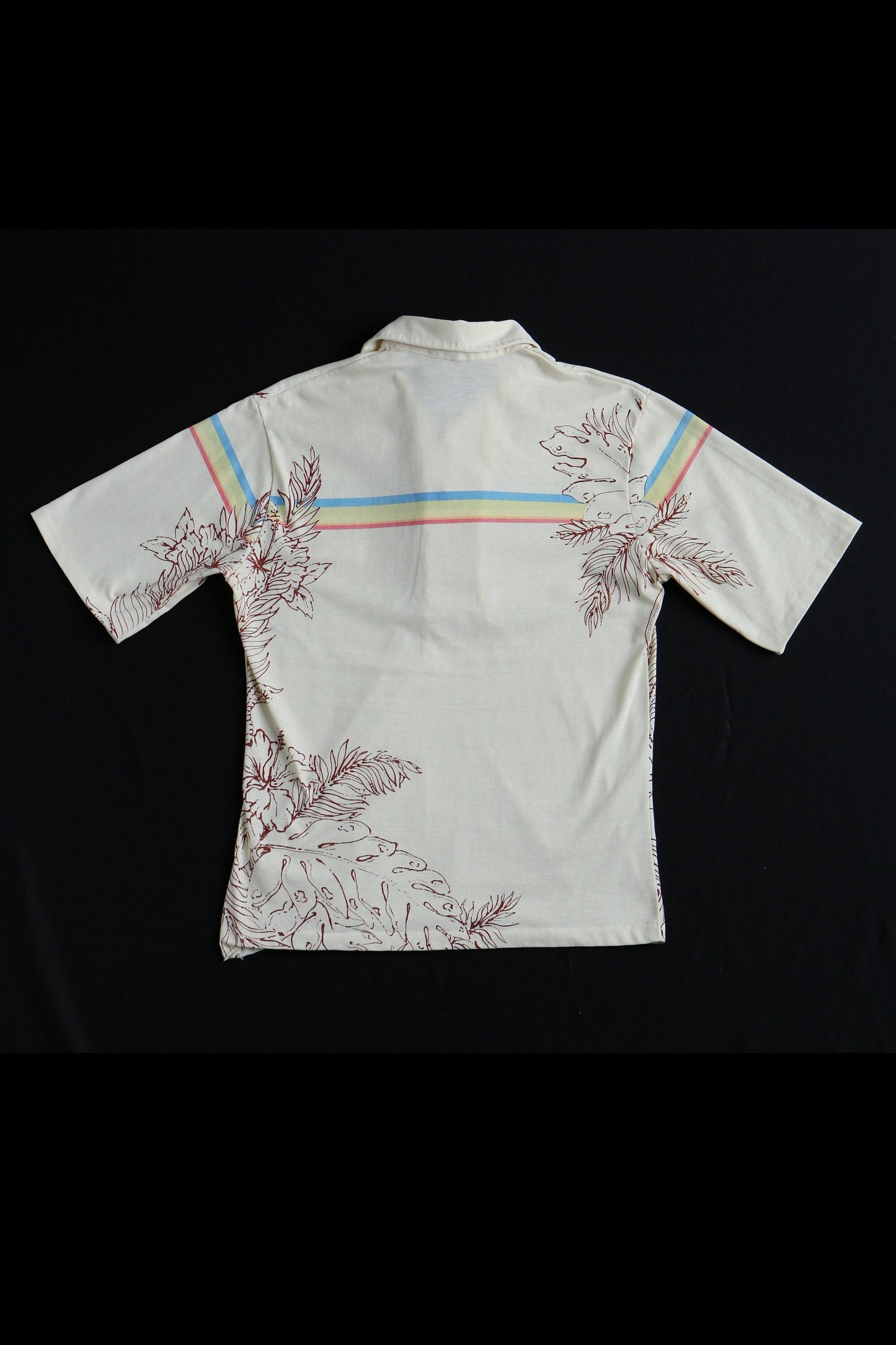 Vintage hawaii shirt polo graphic plants surfing rainbow surf hawaiian 70's men