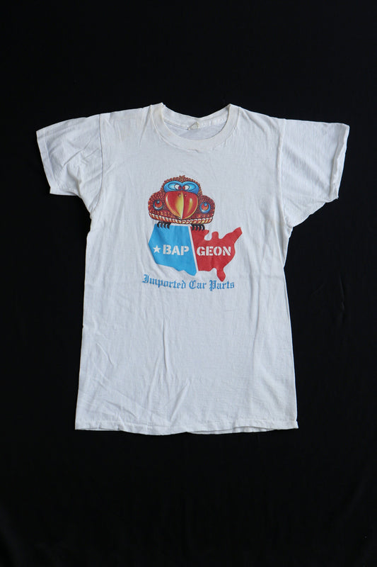 Vintage graphic t-shirt 70's bap geon car parts beige bird usa