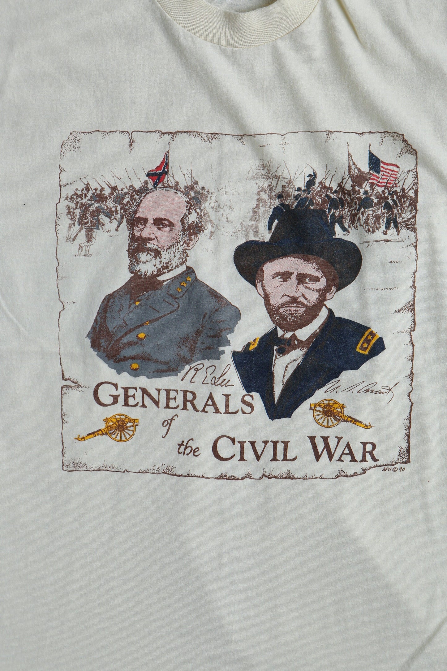 Civil war generals vintage graphic t-shirt beige usa