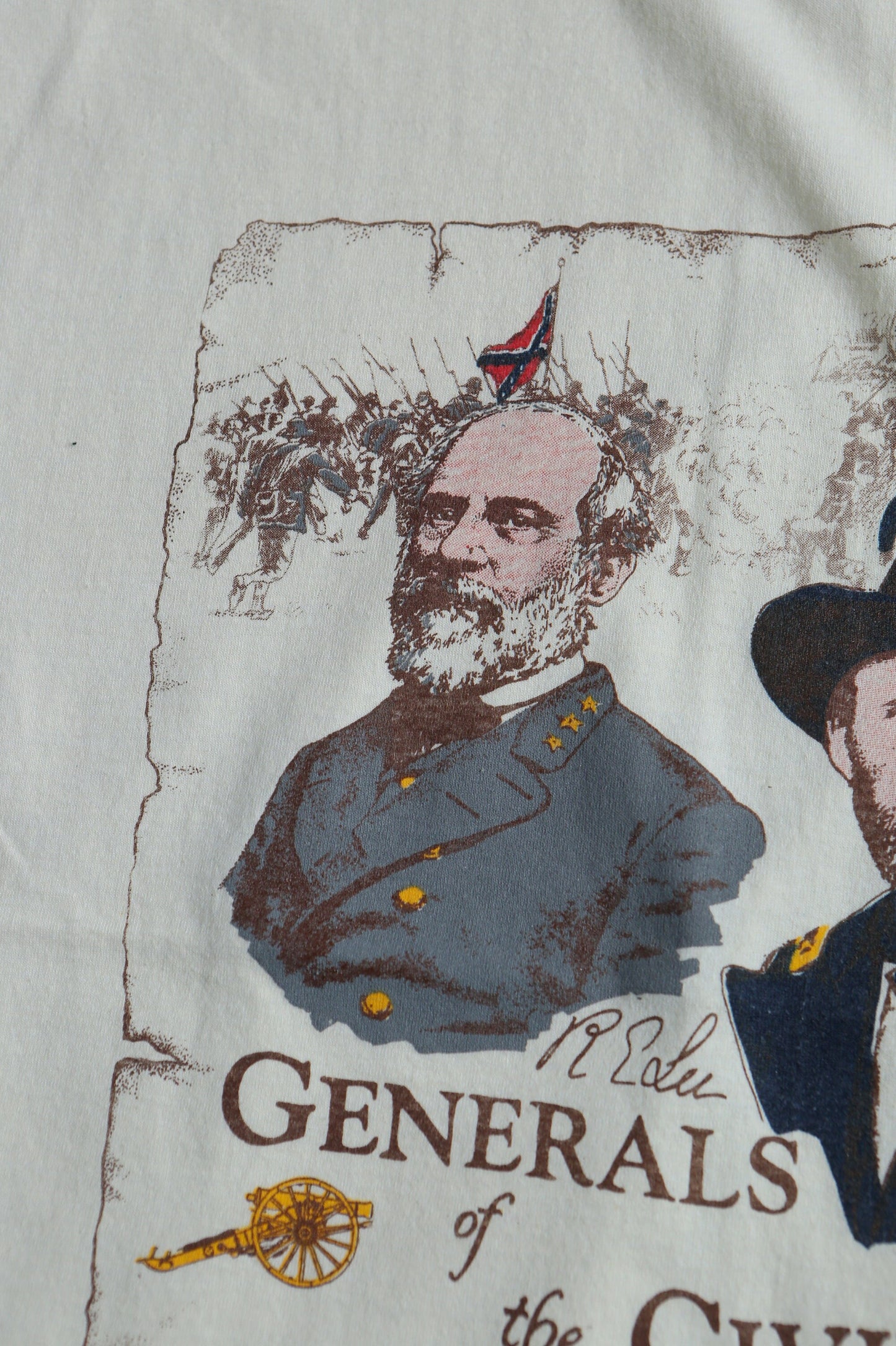 Civil war generals vintage graphic t-shirt beige usa
