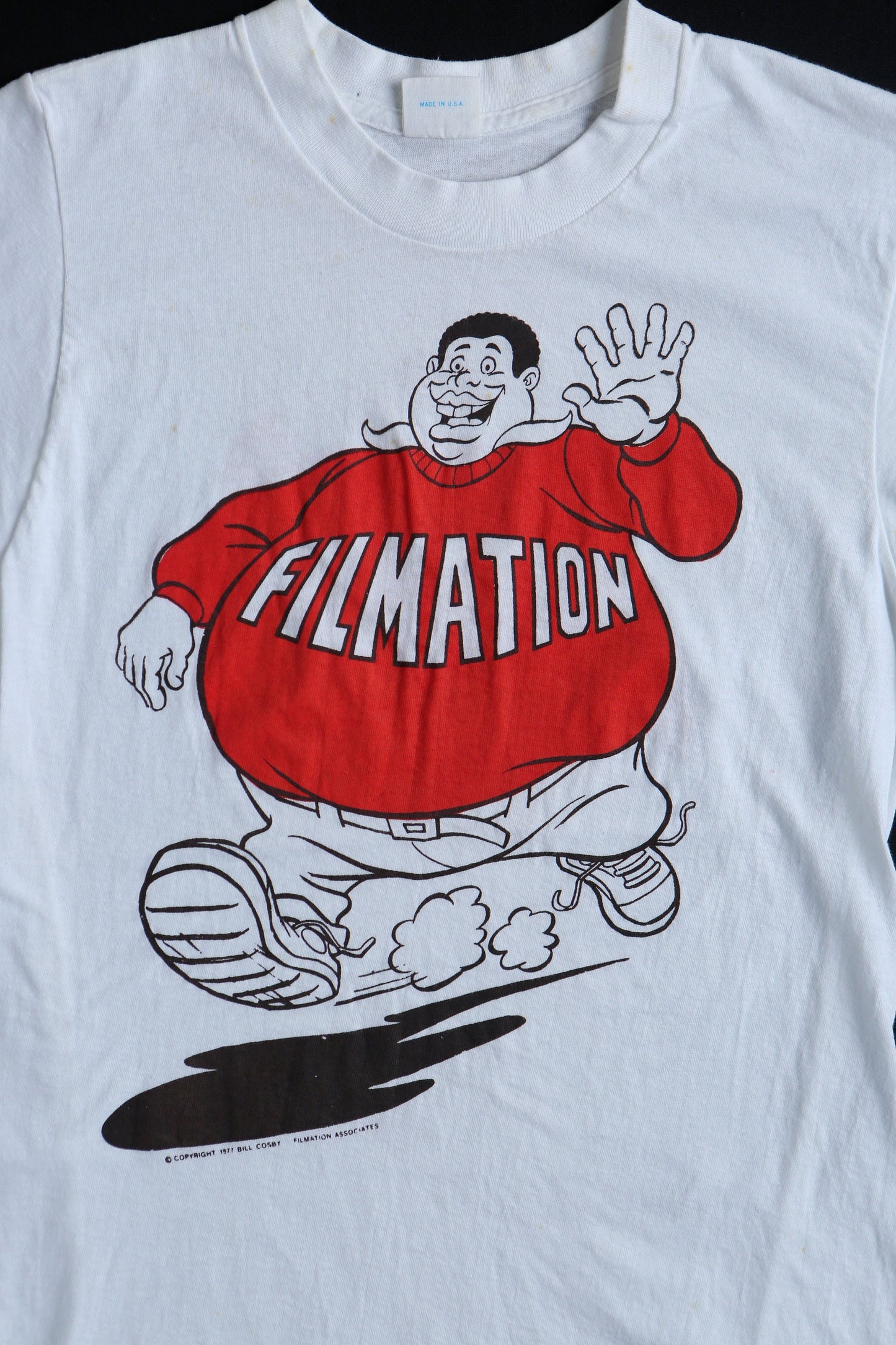 Fat albert vintage t-shirt graphic filmation 1977 bill cosby associate white 70's made in usa