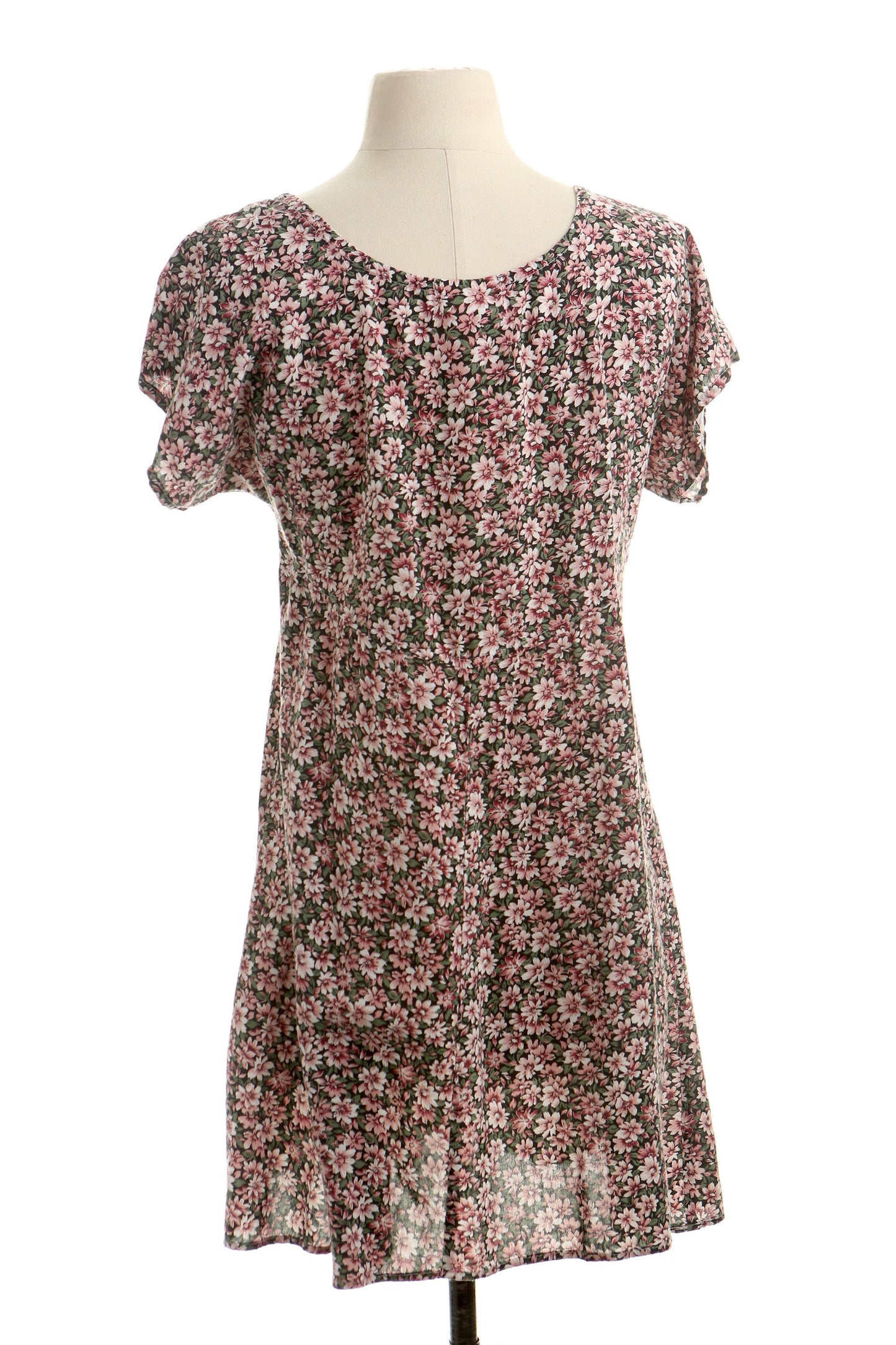 Vintage floral print summer maxi dress 90's y2k short sleeve beautiful sheer