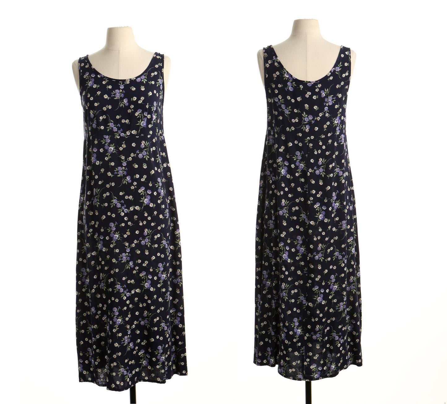 Vintage 90's dress maxi summer floral print blue long party casual evening