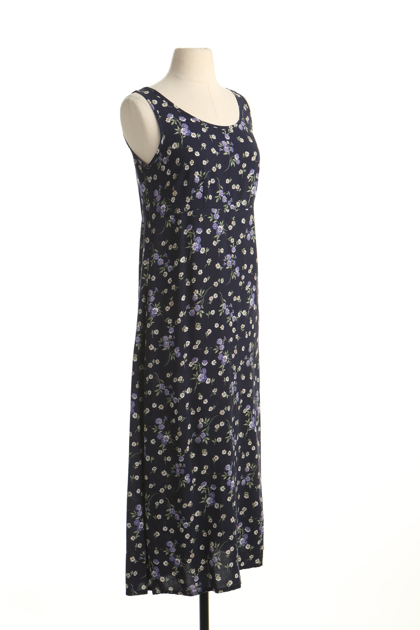 Vintage 90's dress maxi summer floral print blue long party casual evening