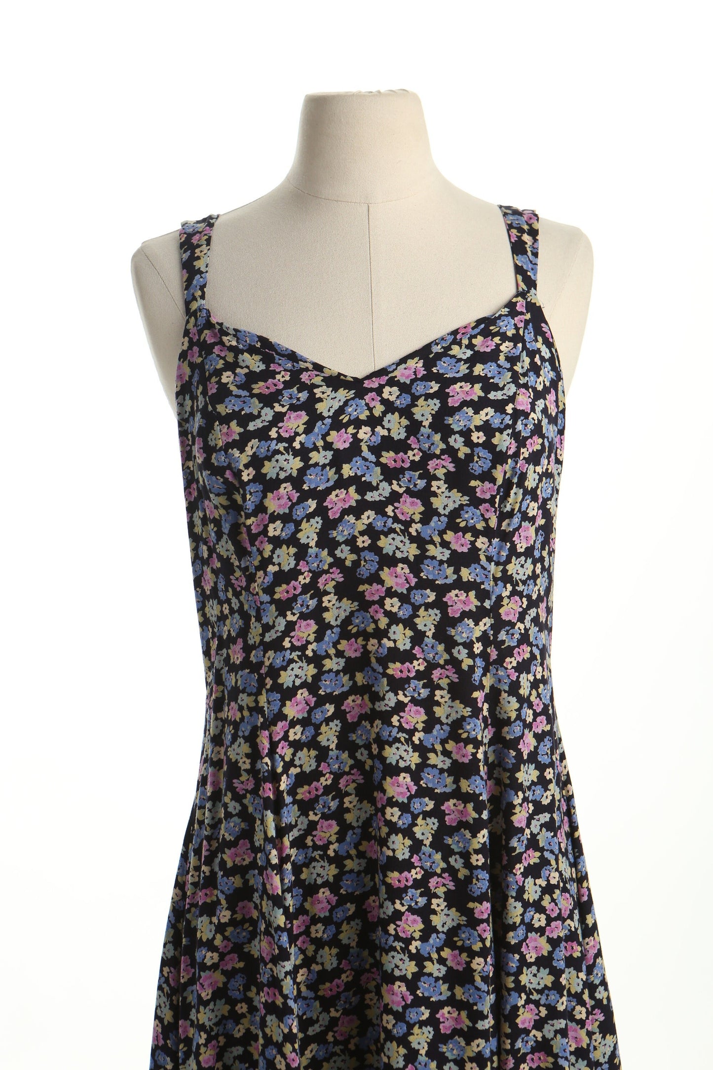 Vintage summer floral print flower 90's y2k long strap black