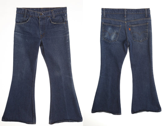 Vintage 517 levi's denim pants jeans orange tab bell bottom hippie 70's blue medium wash