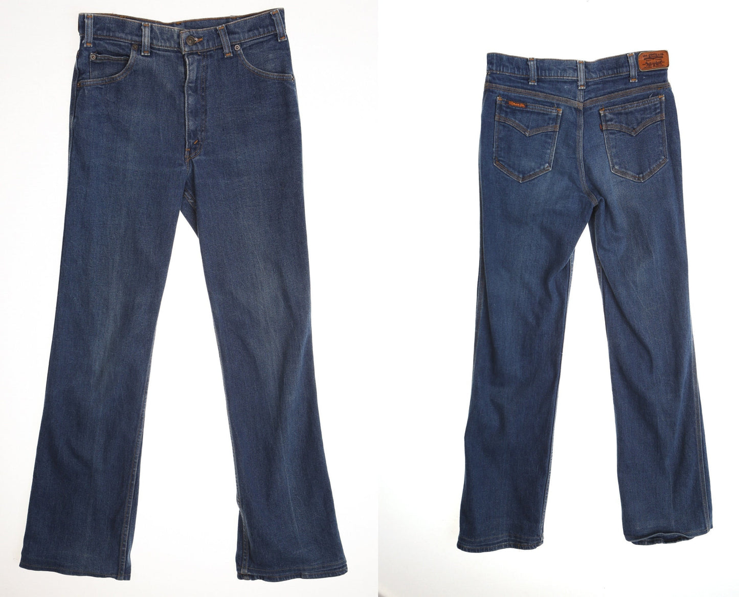 Vintage levi's bell bottom denim pants 70's dark wash jeans women blue tab men hippie