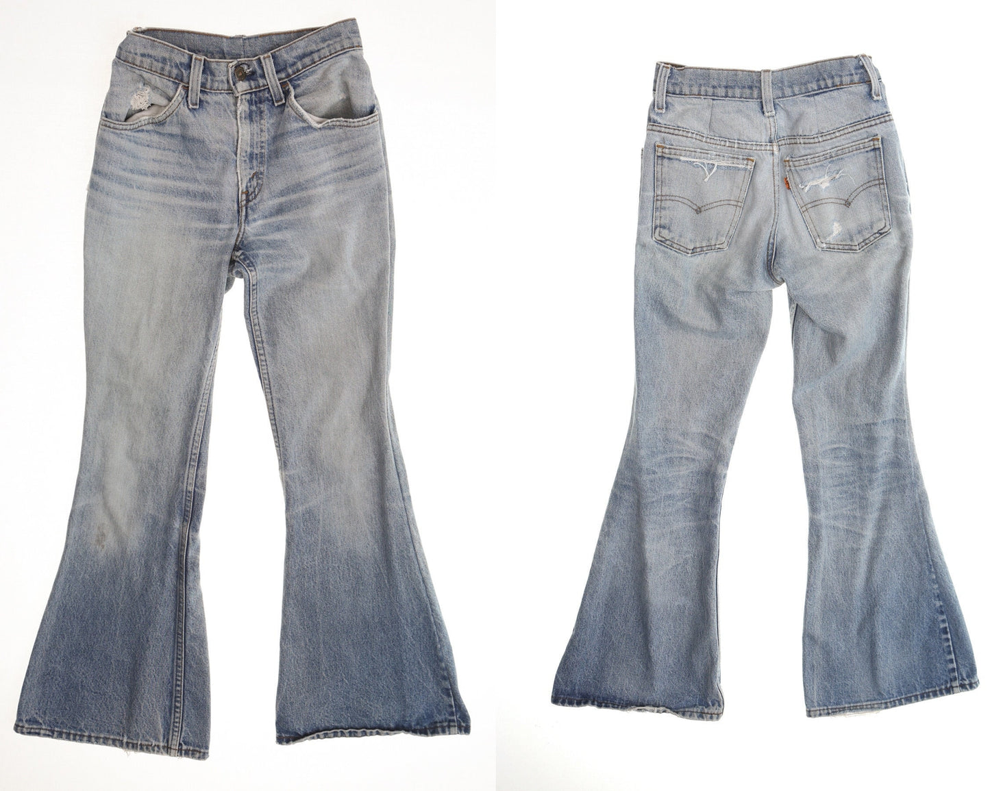 Vintage 517 levi's bell bottom high waist 70's denim pants women size 24 blue light wash