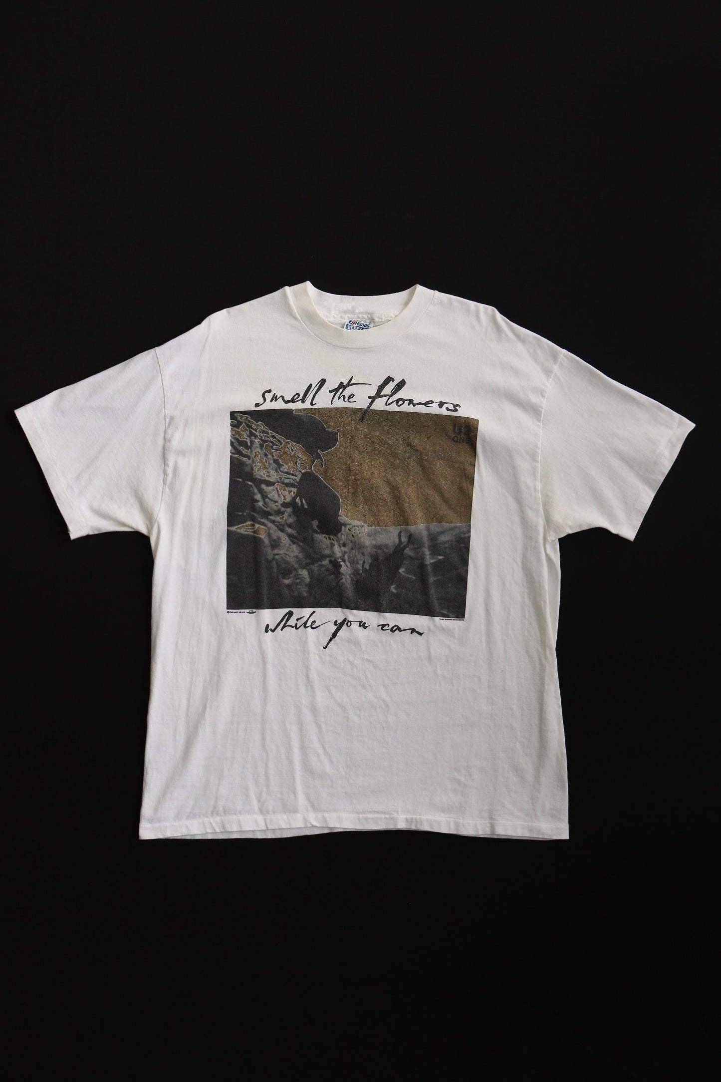 U2 one vintage t-shirt smell the flowers while you can rock band