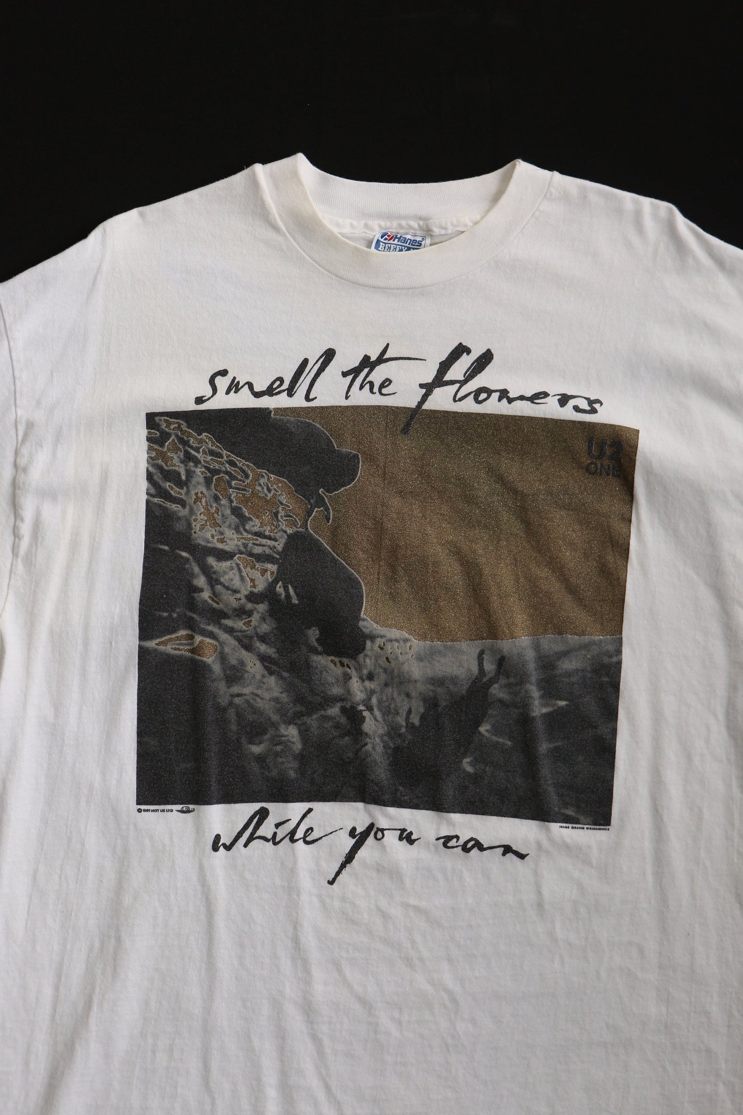 U2 one vintage t-shirt smell the flowers while you can rock band