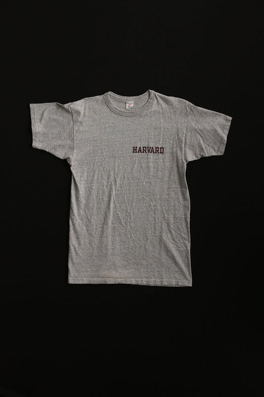 Vintage champion t-shirt gray harvard school made in usa rare large