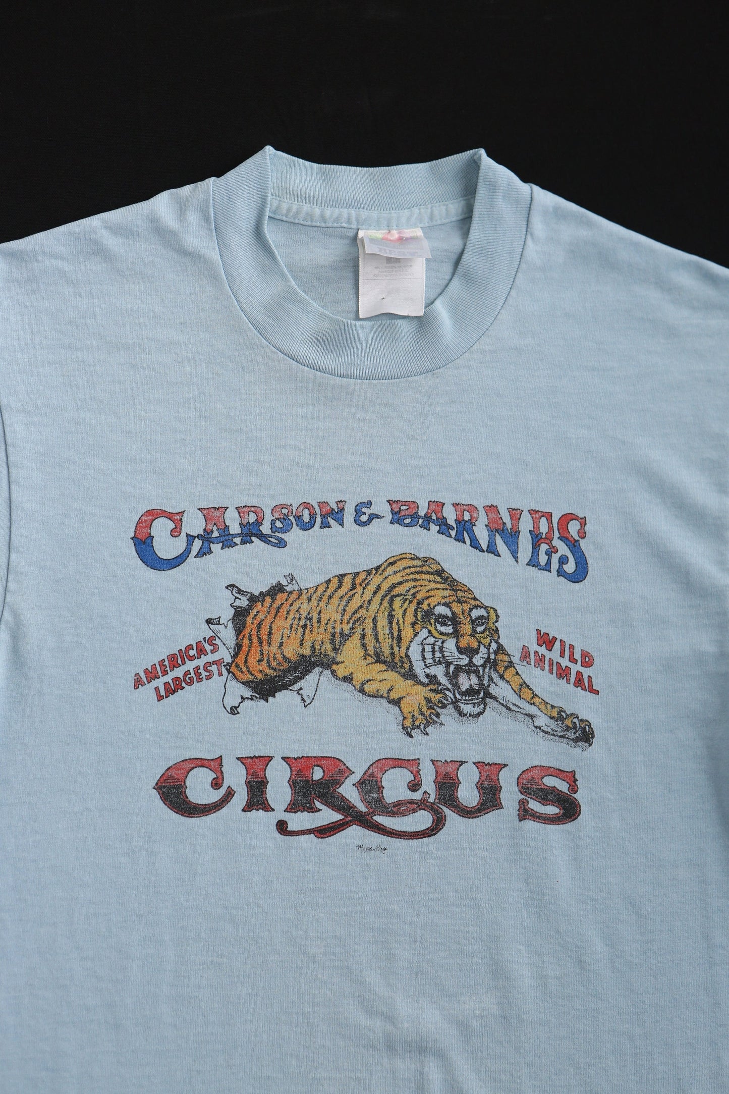 Vintage blue t-shirt 70's carson and barnes circus men 80's 90's graphic