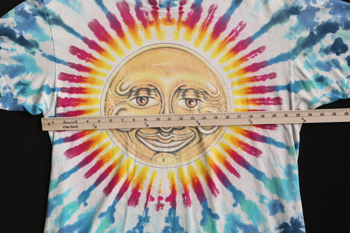 Vintage tie dye sun t-shirt hippie blue one god big mountain white