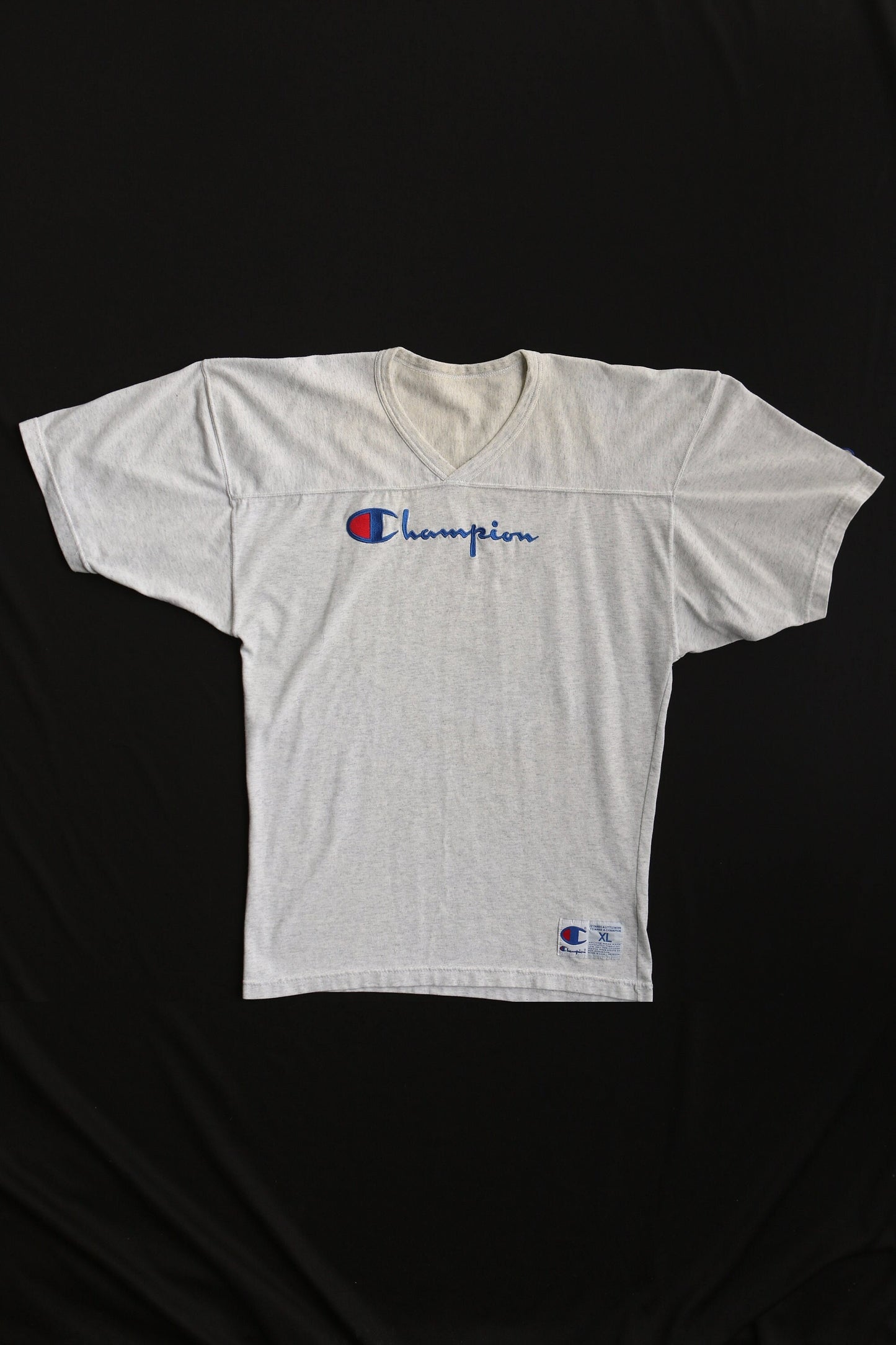 Vintage champion shirt t-shirt jersey gray embroidered logo size xl made in usa