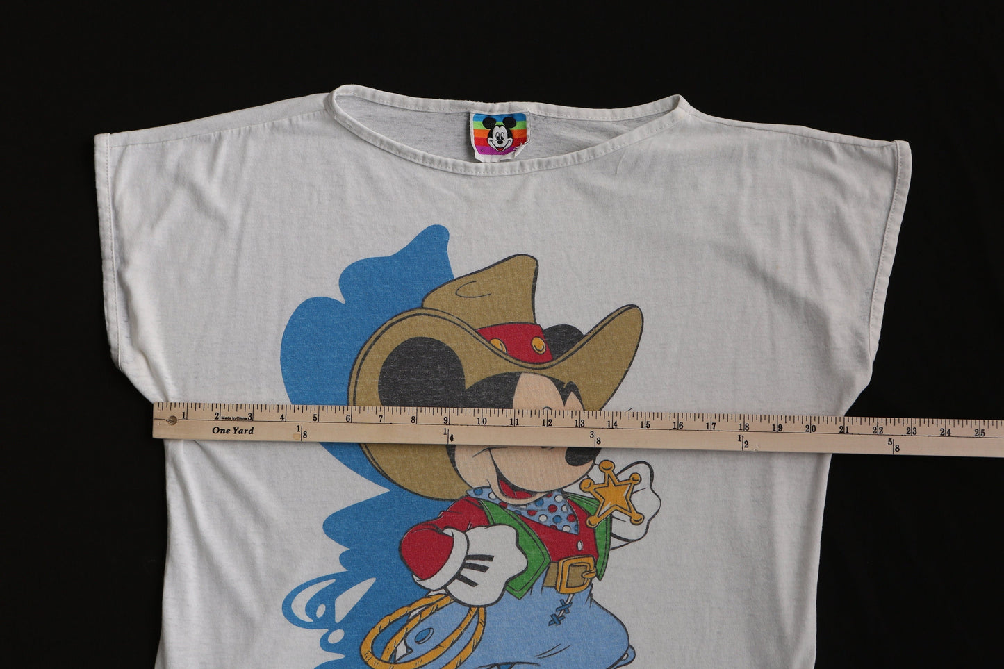 Vintage mickey mouse t-shirt cowboy western top white disney blouse