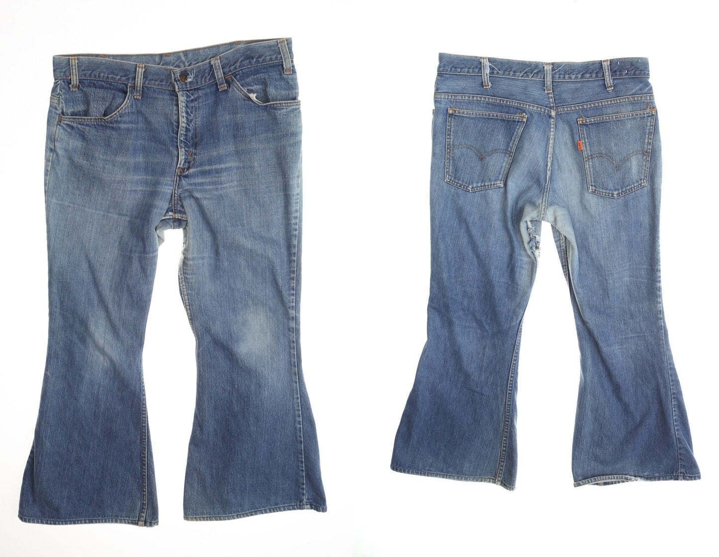 Vintage 517 levi's denim pants jeans bell bottom distressed hippie blue light wash