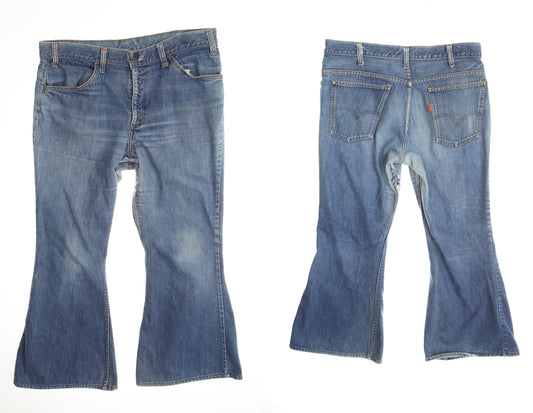 Vintage 517 levi's denim pants jeans bell bottom distressed hippie blue light wash