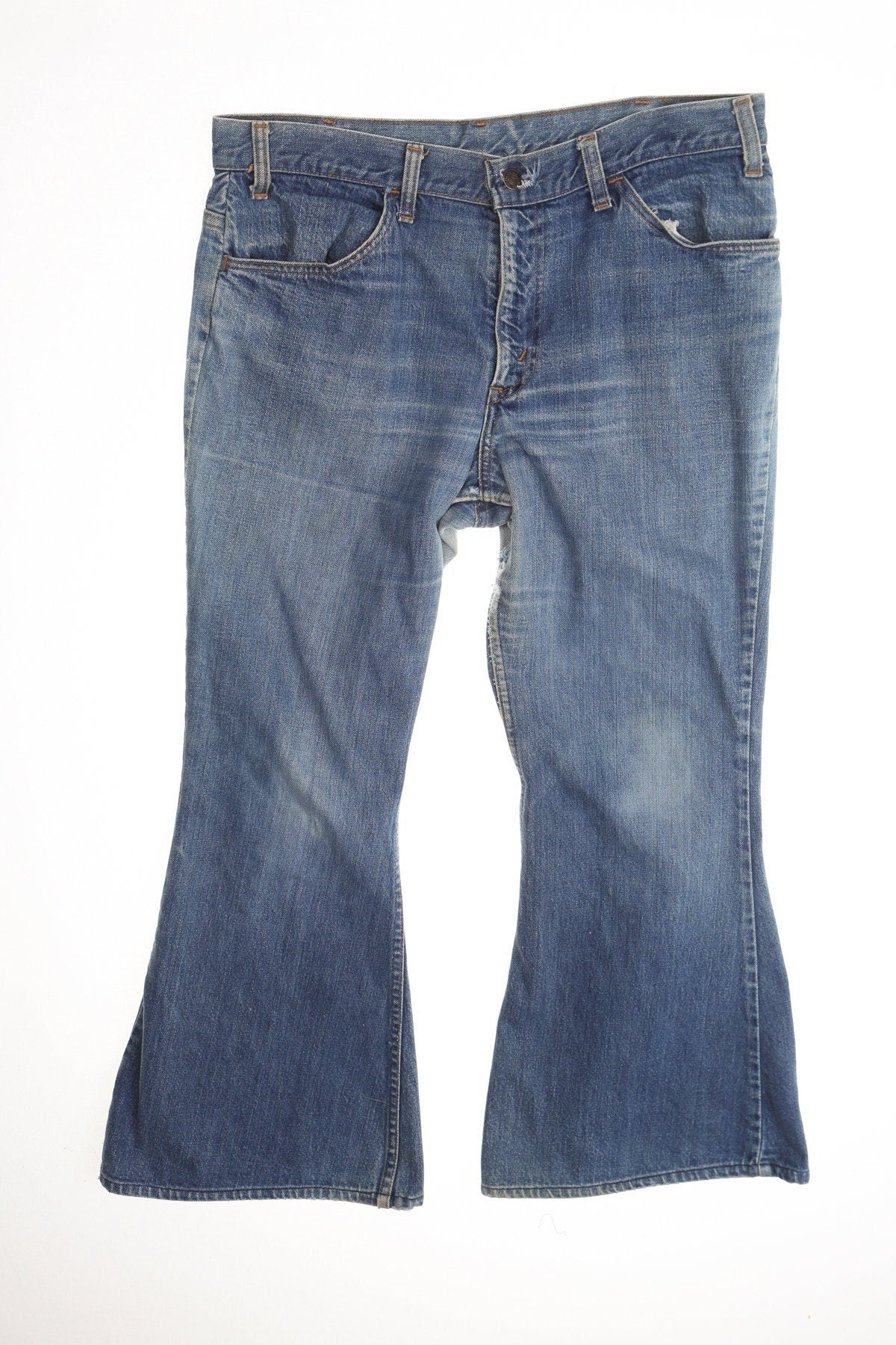 Vintage 517 levi's denim pants jeans bell bottom distressed hippie blue light wash