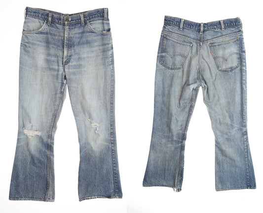 Vintage 517 levi's jeans denim pants 70's bell bottom hippie light wash 60's