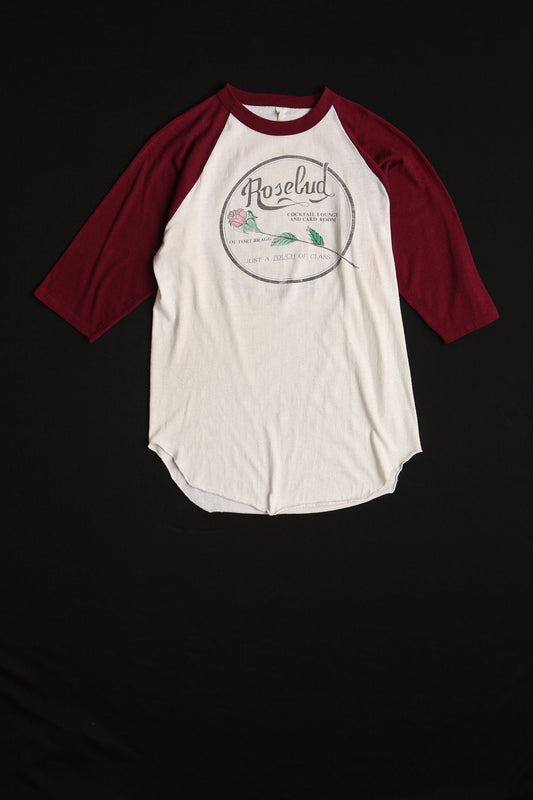 Vintage baseball t-shirt graphic poker fort bragg cocktail lounge card room rosebud
