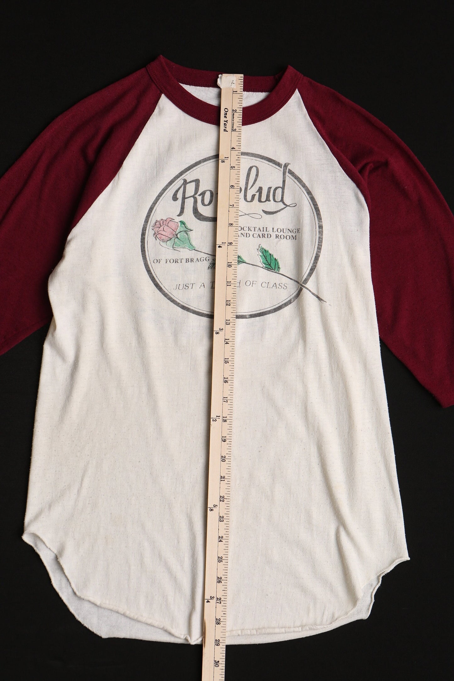 Vintage baseball t-shirt graphic poker fort bragg cocktail lounge card room rosebud